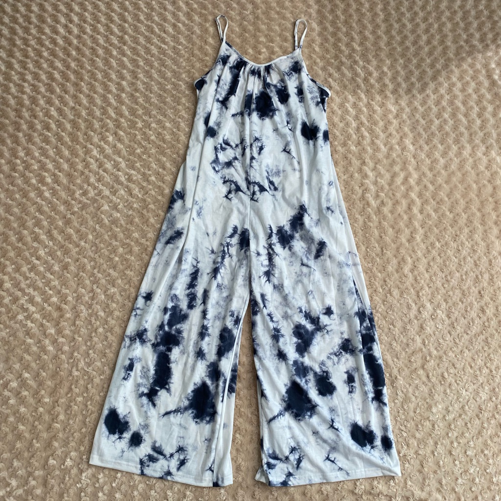 New Women Xl Tie-Dye Wide-Leg Jumpsuit